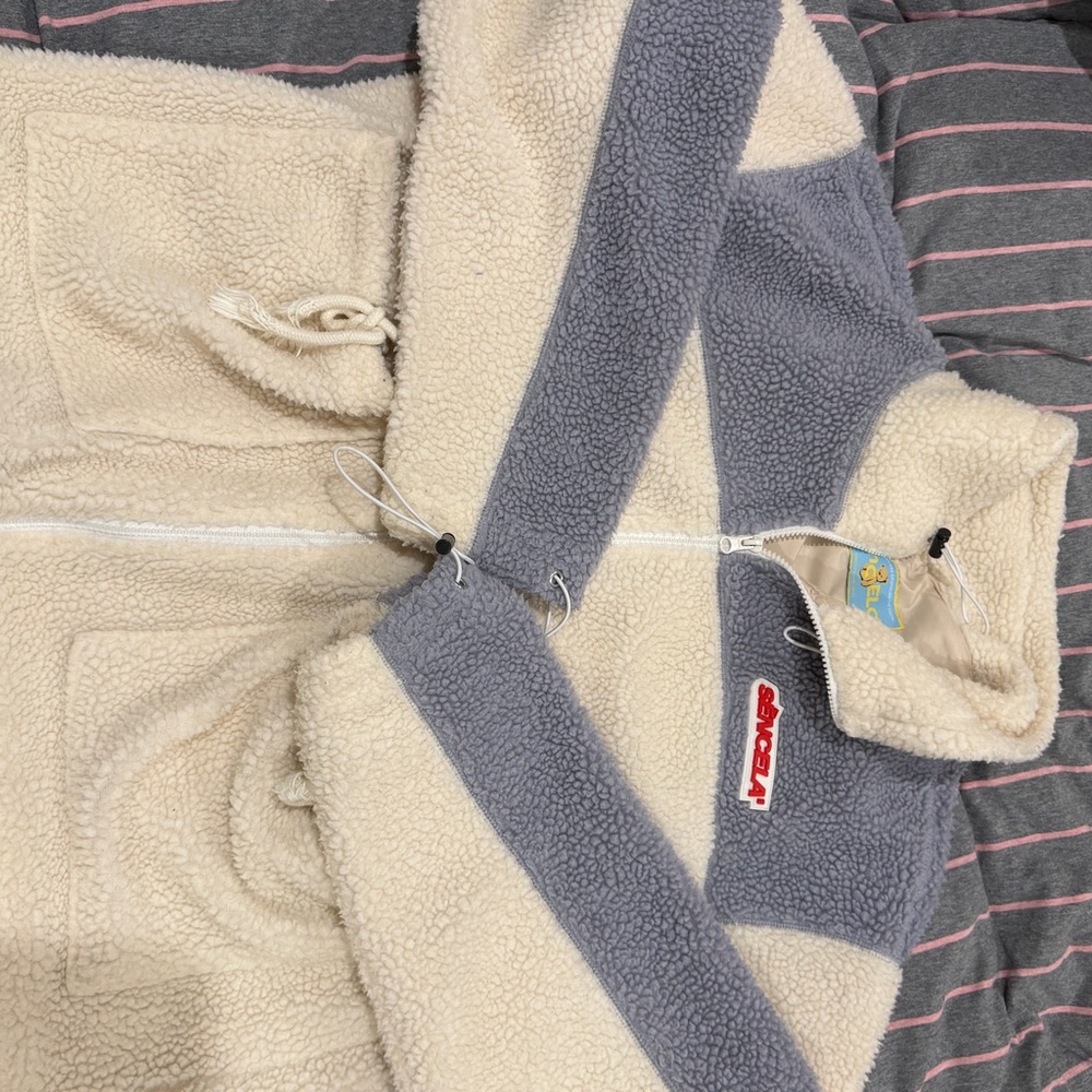 Stylish Cream and Gray Puffer Jacket